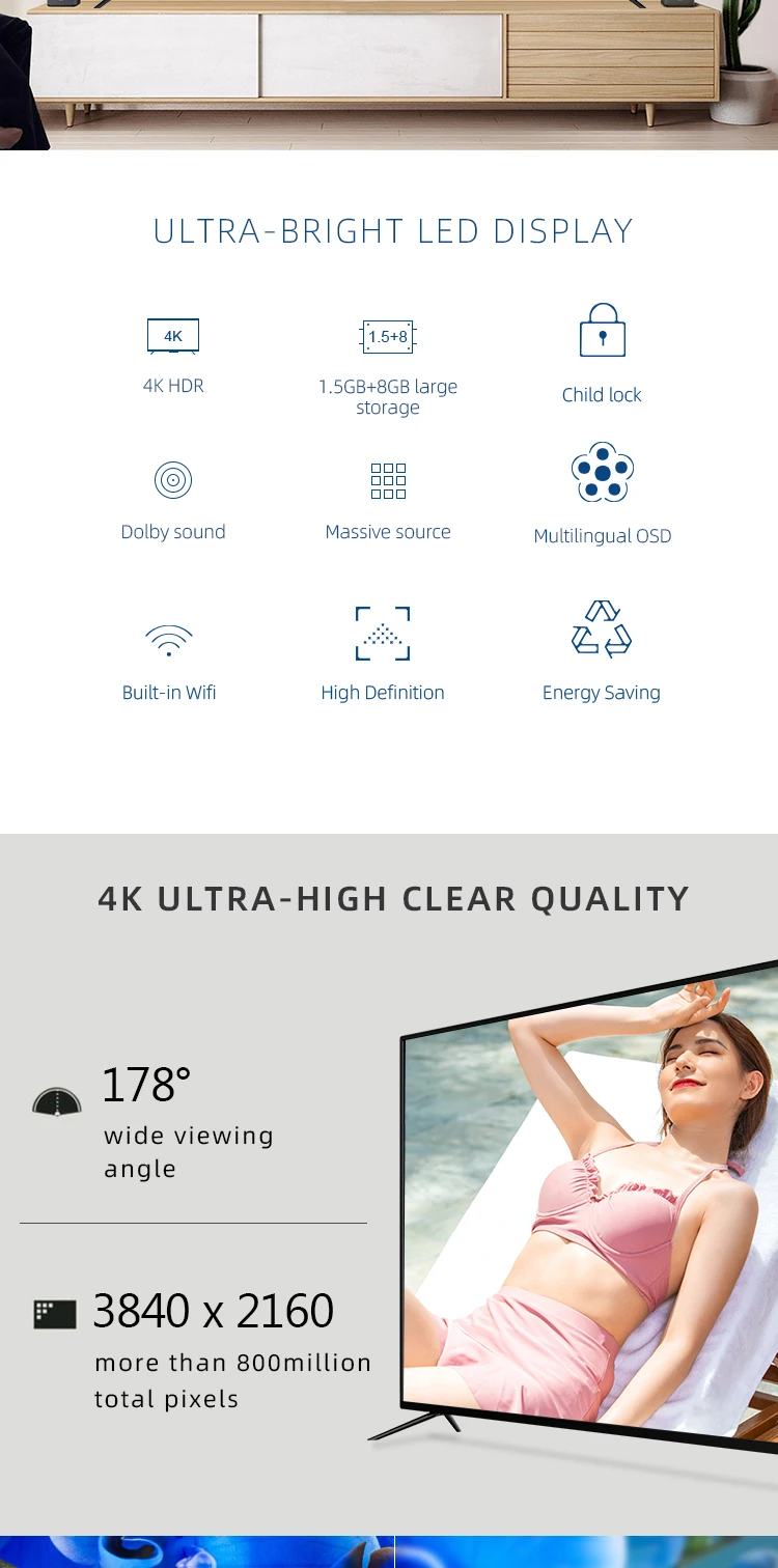 Brand new smart tv 4k uhd hd large screen television 4k smart tv 65 inch led