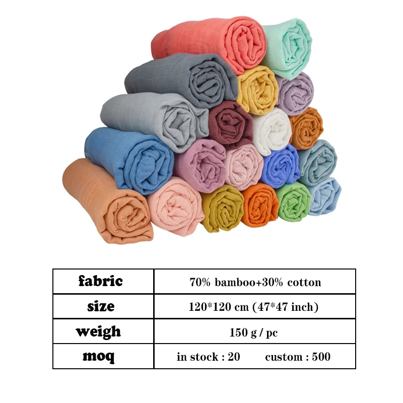 Wholesale Price Newborn Stretchy Cotton Muslin  Swaddle Blanket Organic Baby