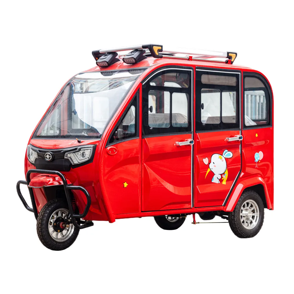 Electric tricycle passenger sightseeing tour sightseeing mini bus taxi tuktuk fully enclosed trechargeable electric tricycle