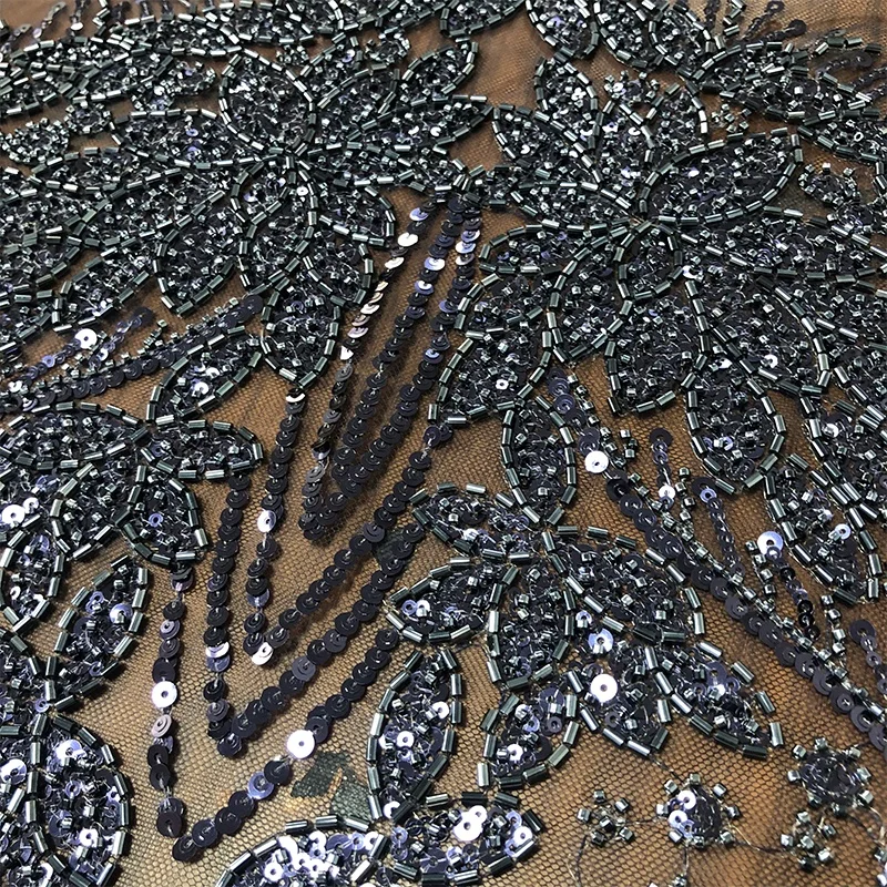 Classic European and American style sequin lace glitter powder sheer beaded lace evening dress WS30084