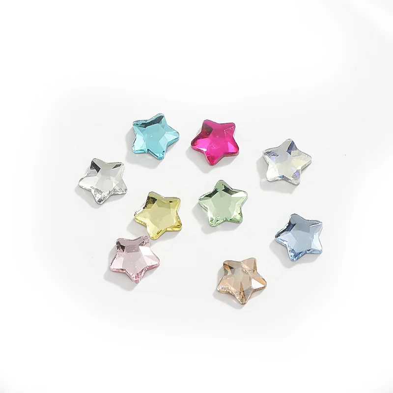 Shuaizhi Factory Star Colorful Flat Back Rhinestones Loose Non Hot Fix Crystal Glass Glue On Nails Rhinestone
