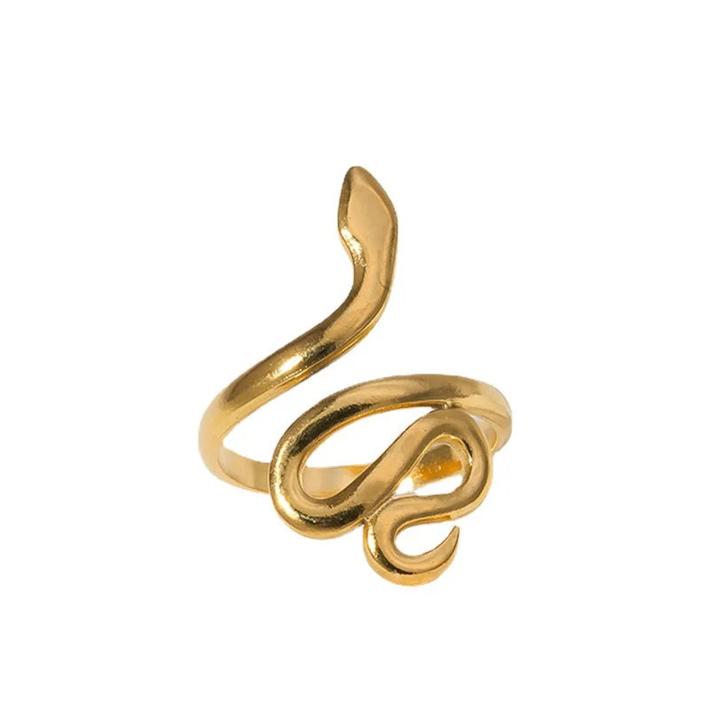 Stainless Steel Ring Female Personality Niche Snake Shaped Opening Ring Vintage And Fashionable Titanium Steel Ring Wholesale