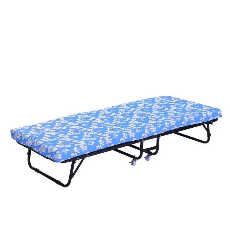 Modern Bedroom Furniture Metal Frame Folding Bed with Wheel Rollaway Bed with Mattress for Apartment Use