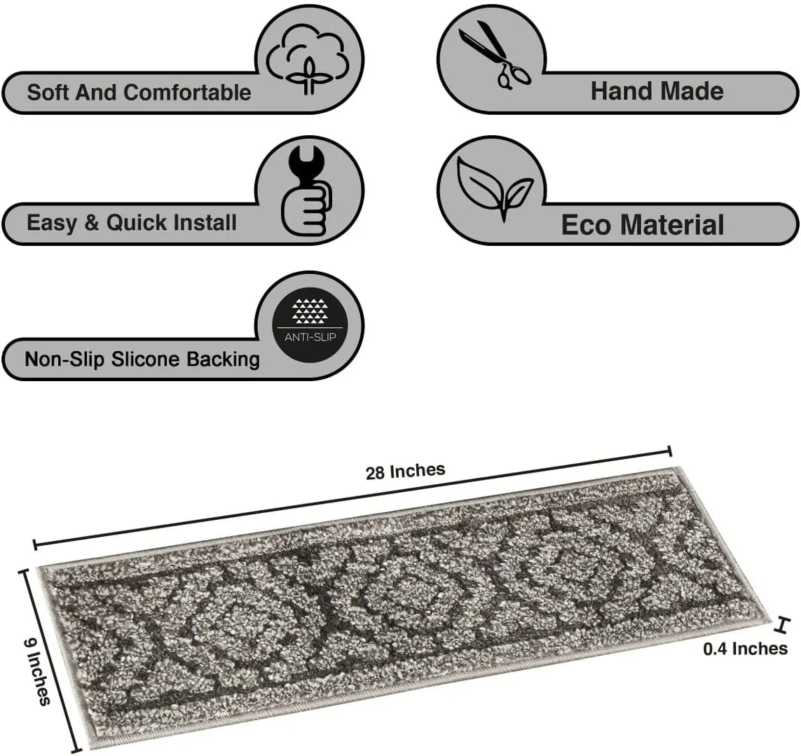 Luxury Stairway Carpet Set of 15 Non Slip Skid Rubber Mats Rug Tread Indoor Outdoor Pet Dog Stair Tread Pads Custom OEM