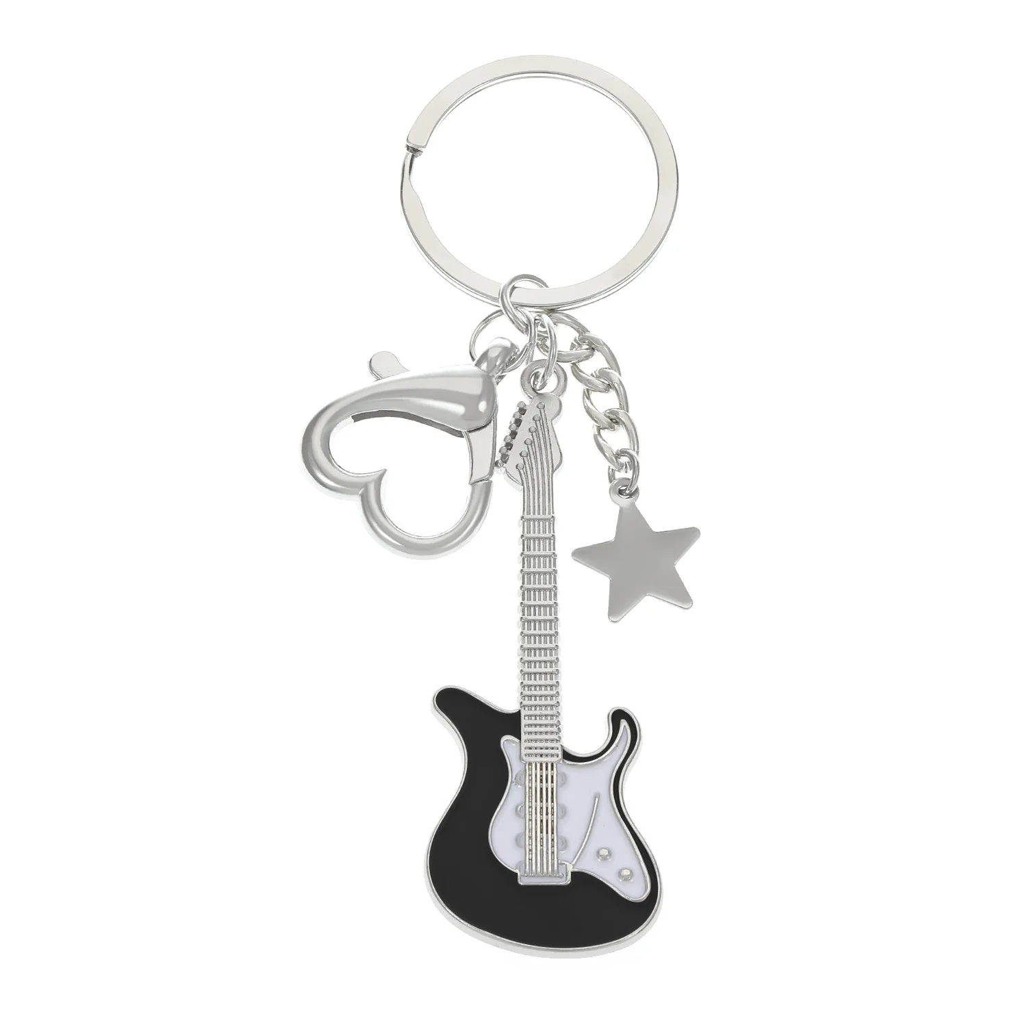 wholesale creative musical instrument pendant activity gift package hanging decoration metal baking paint guitar keychain