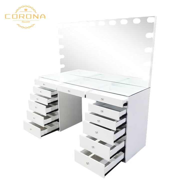 New Barbershop Hairdressing Table Makeup Mirror Station for Hair Salon With Drawer