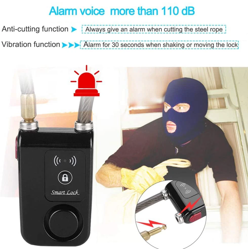 Burglar-Proof Smart Lock for Electric Scooter & Motorbike Outdoor Security Keyless Wireless Bicycle Anti Theft Alarm Lock