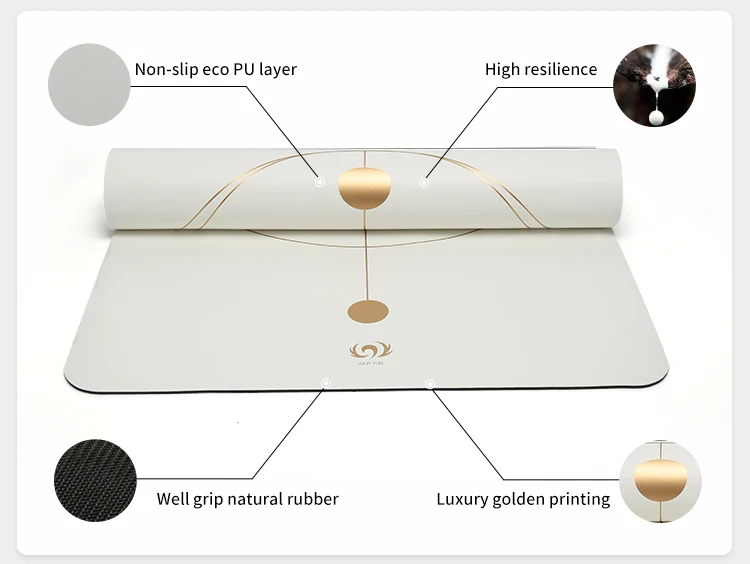 Custom LOGO Beige Coconut Color Arch Shaped Yoga Matte Sports Black Nude Color Matt Pu Rubber Pill Shape Yoga Mat