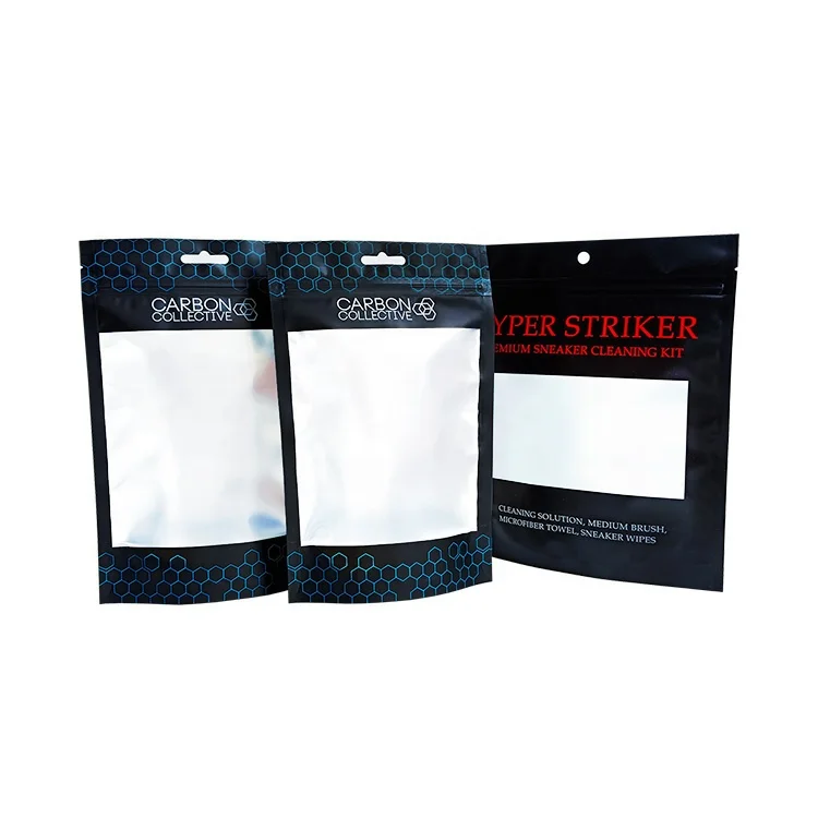 Custom Printed Black Aluminum Foil Plastic Transparent Window Food Packaging Bolsa Stand Up Pouch With Zipper