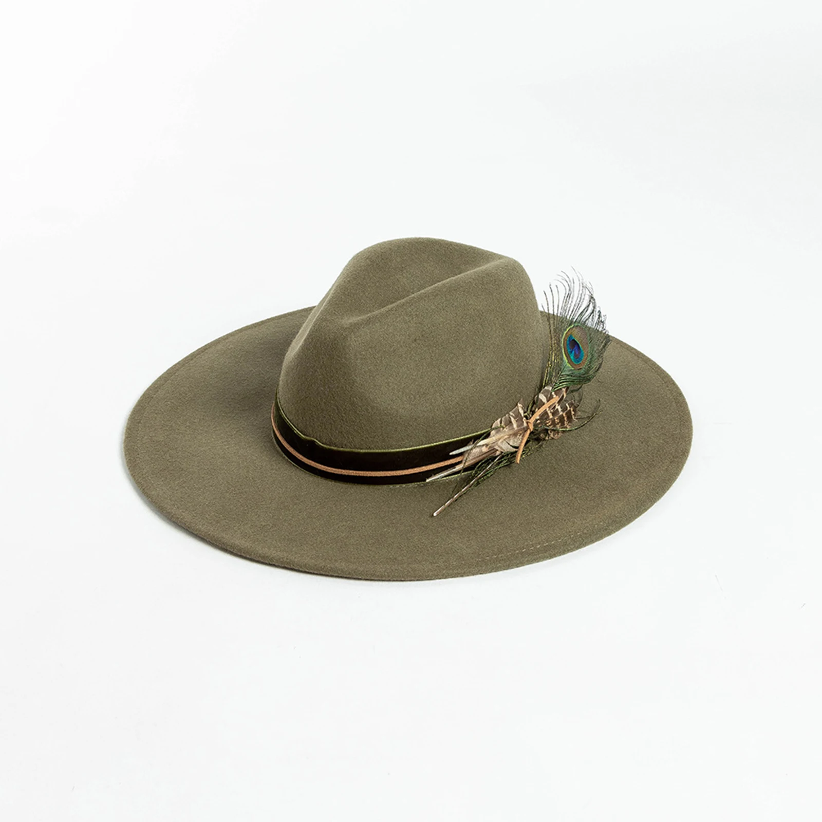 High Quality Wholesale Felt unisex Fedora Hat Wide Brim Big Fedora Hat Heart Top Fedora Wide Brim For Man Women