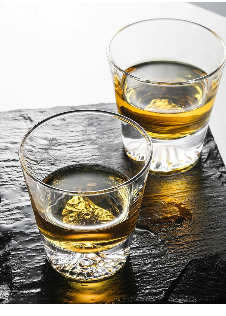 Japanese flavor clear frosted style cherry blossom lead-free glass handmade exquisite luxury whisky glasses