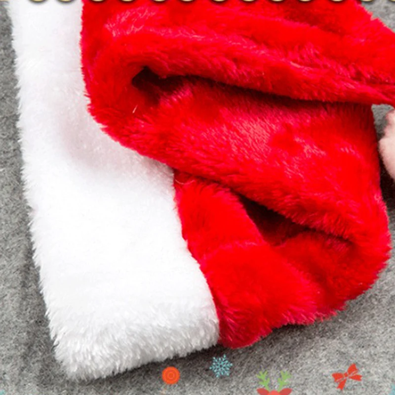 Зимние рождественские короткие плюшевые шапки Санта-Клауса с принтом на заказ