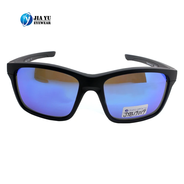 Custom color and logo gold mirror high end sports mens recycled plastic sunglasses