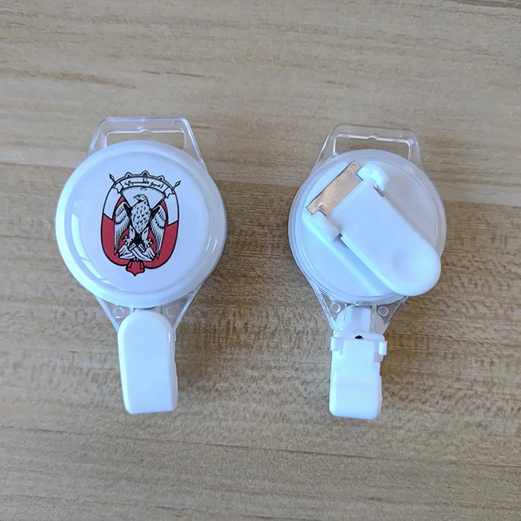 Custom Logo Branded Fancy Round Plastic Lanyard Retractable Badge Reel with 360 Rotatable Blip on the Back & a 15mm Lanyard Hole