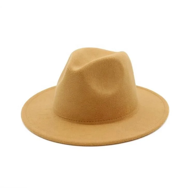 2020 fashion black wool wide brim felt fedora hat panama wholesale for man