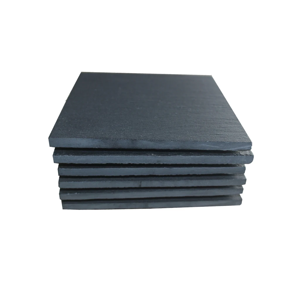 2022 Best Wholesale Rectangle Black Slate Coasters 10*10cm Customized Square Slate Coasters Drink Cup Coaster