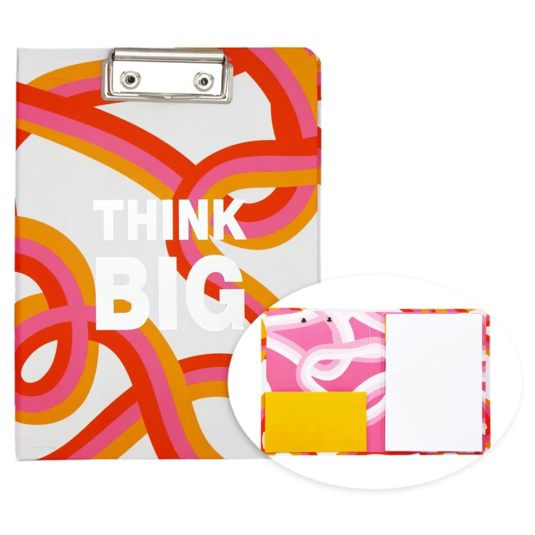 A5 Multifunctional File Holder with Storage Foldable Nursing Clipboard with Metal Clip include memo pad