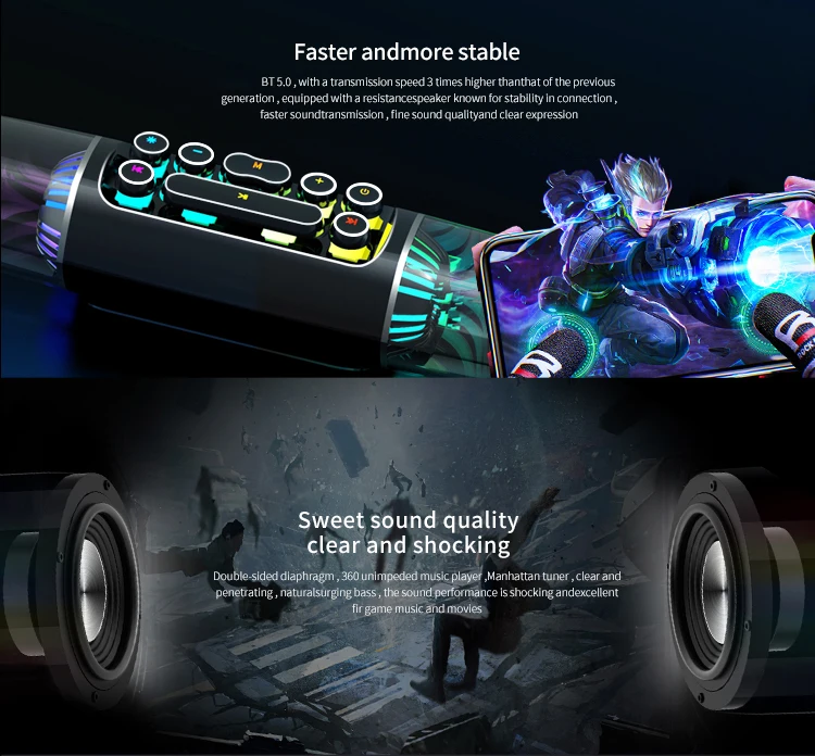 Soaiy Sh19 Gaming Speaker Surround Stereo Sound Mechanical Keyboard Button Tf Card Stereo Wireless Speaker