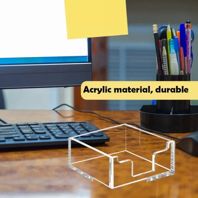 Clear Acrylic Sticky Notepad Holder Desk Accessory for Convenient Dispensing of Notes