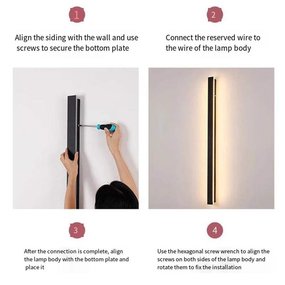 Modern Decorative Outdoor Waterproof Outside Strip Linear Long Wall Light Lamp Strip Garden led Wall Light Outdoor Wall Light