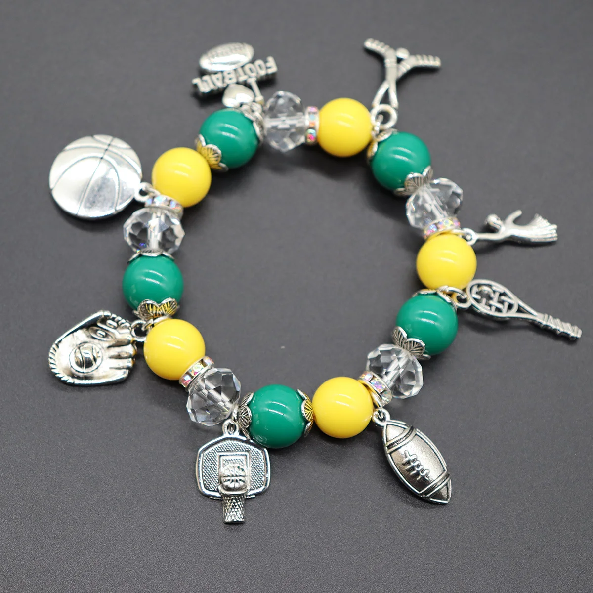 new hot-selling team jewelry elastic beaded bracelet football basketball rugby bracelet unisex sport NFL bracelet