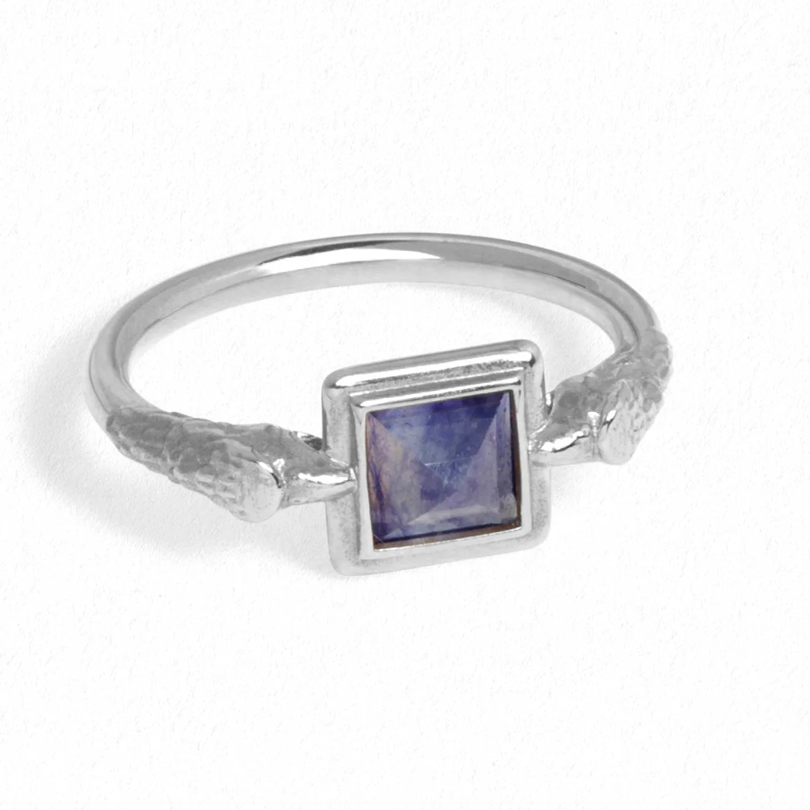 Milskye vintage jewelry gifts 925 sterling silver 18k gold plated square 6mm princess cut blue sapphire solitaire ring