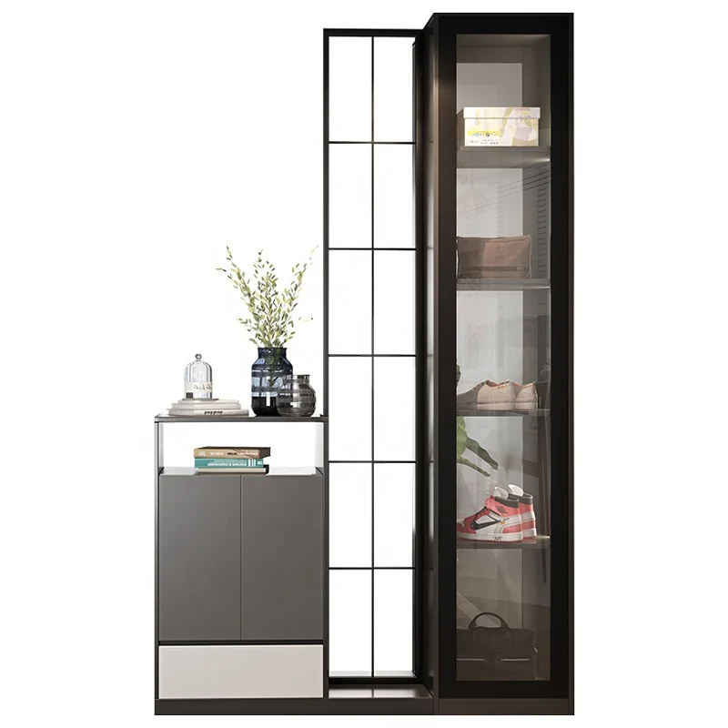 Luxury porch cabinet, simple partition cabinet in living room, display cabinet with LED light