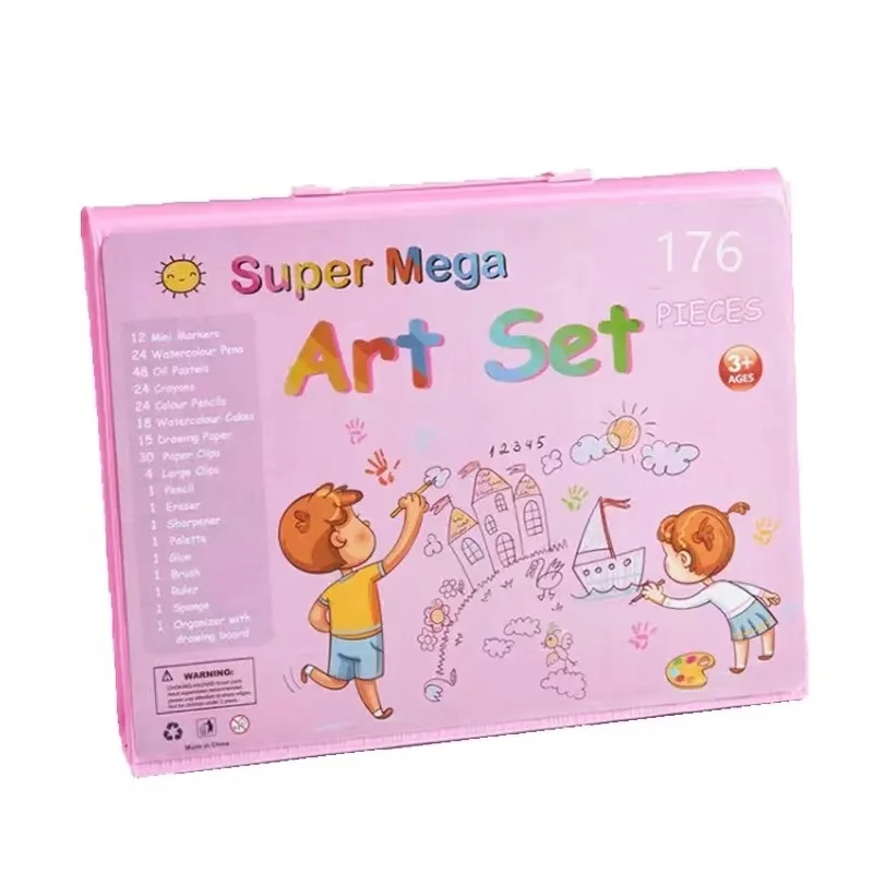 school art set 176/208Pieces Painting Drawing Deluxe Kids Art Set   student drawing set with crayon