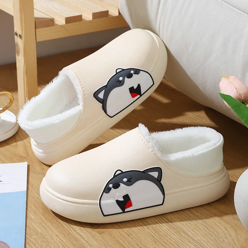 Wholesale of shoe factories, hot in winter, high-quality warm, waterproof, anti-skid plush, fluffy EVA home cotton slippers