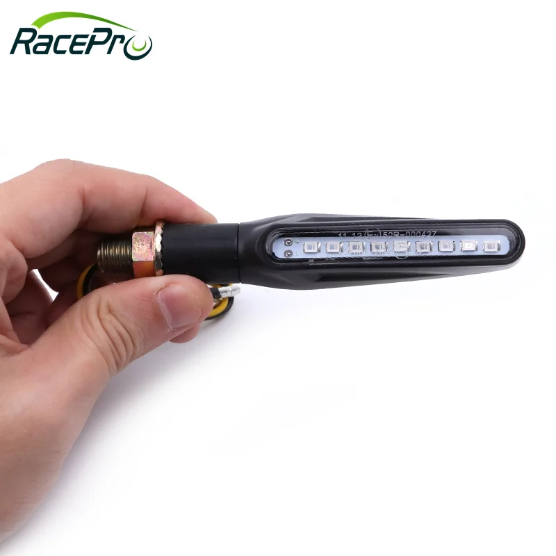RACEPRO E-mark 12V Universal Turning Signal Light Sequential Flowing Indicator Motorcycle LED Blinker Lights For Motorcycle