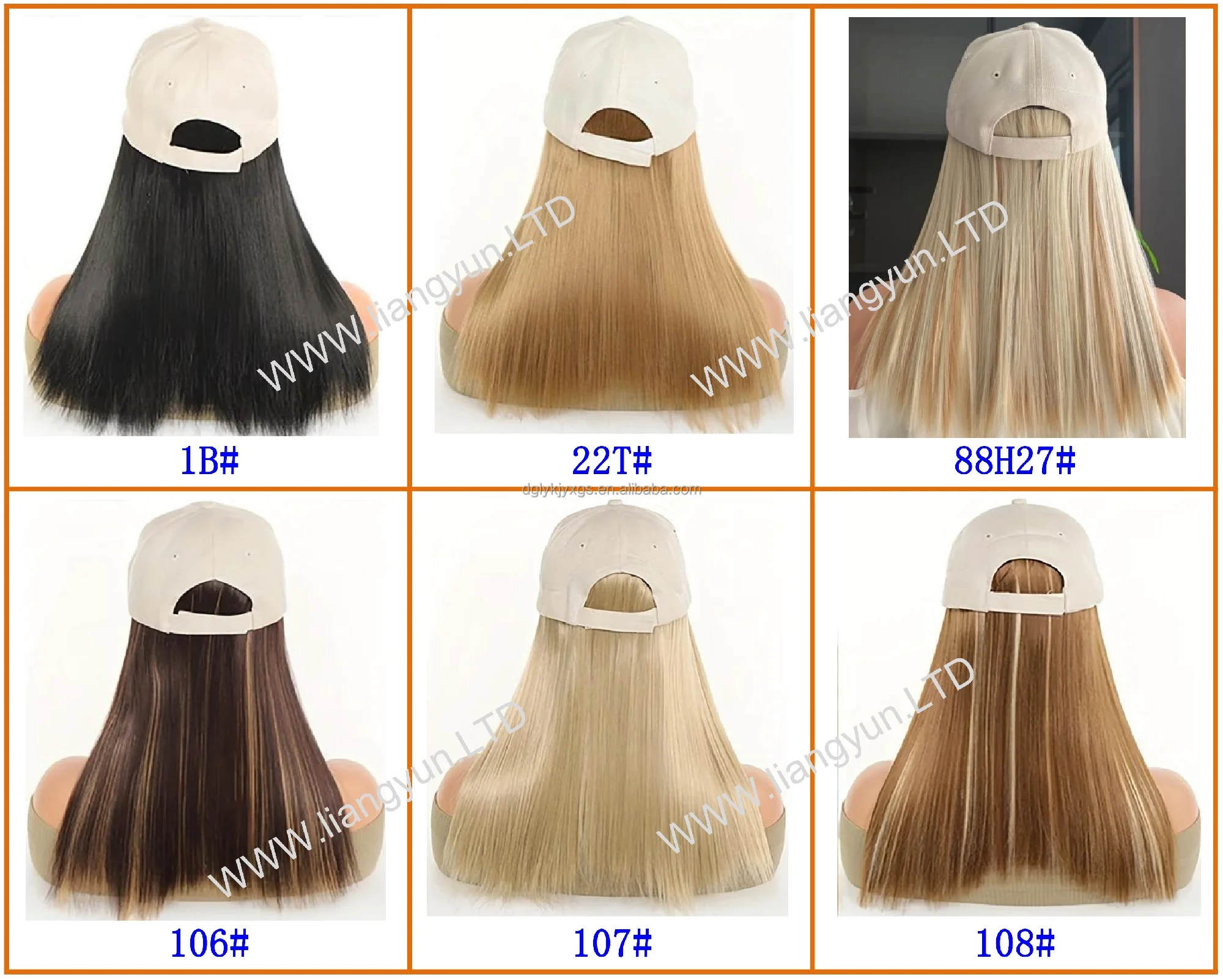 Baseball Hat Hair Cover Beige hat Straight Synthetic Wigs Naturally Connect Synthetic Hat Wig For women hair