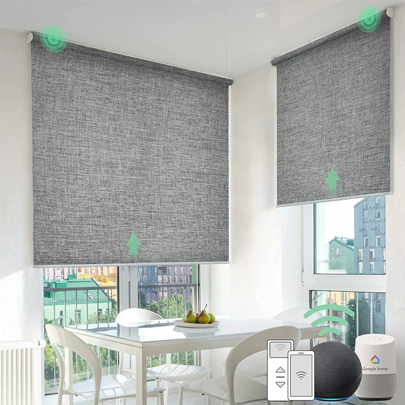 Window Shades Blackout Roller Blinds Motorized Home 100% Sun Shade Roller Curtains