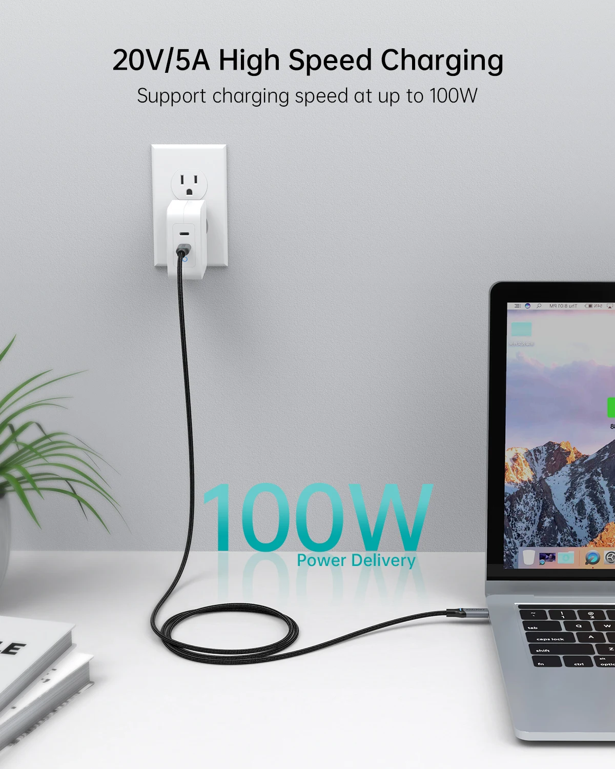 
CHOETECH USB C To USB C Cable 2 Pack (100W) 6ft Braided Type C Cable 