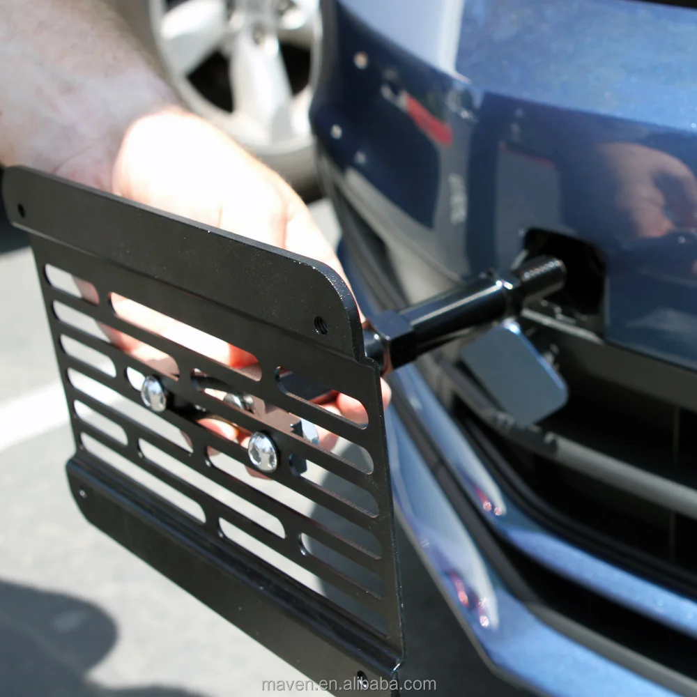 Car Front Bumper Tow Hook US License Plate Relocator Mounting Bracket Holder