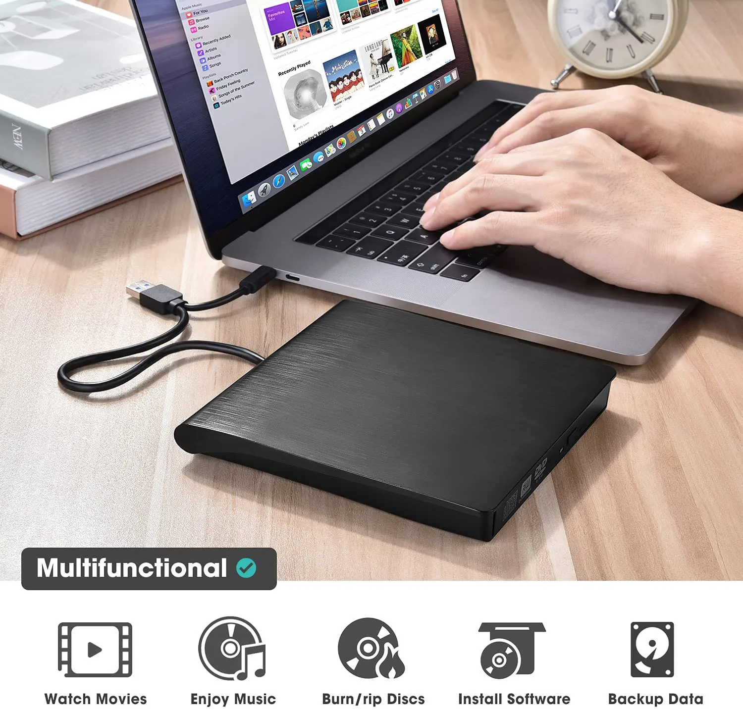 Внешний CD/DVD диска USB 3 0 & USB-C премиум портативный ROM +/- RW оптический привод проигрыватель читатель писатель горелки для Mac