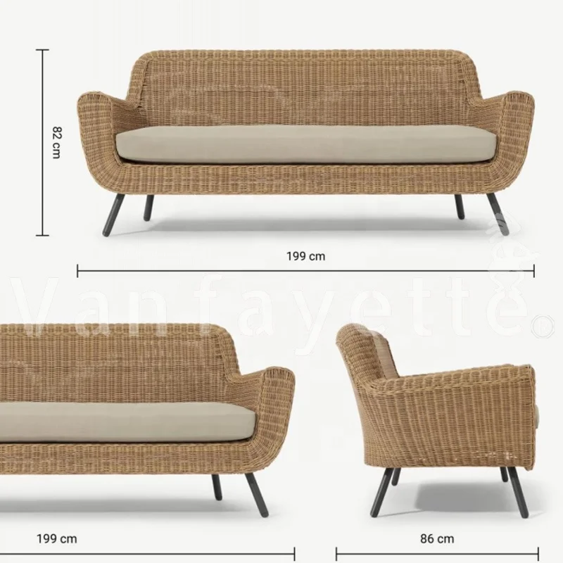 Garden Outdoor Round Rattan Weaving High Ending Luxury Single Sofa and Three Seat Sofa and Lounge Collection