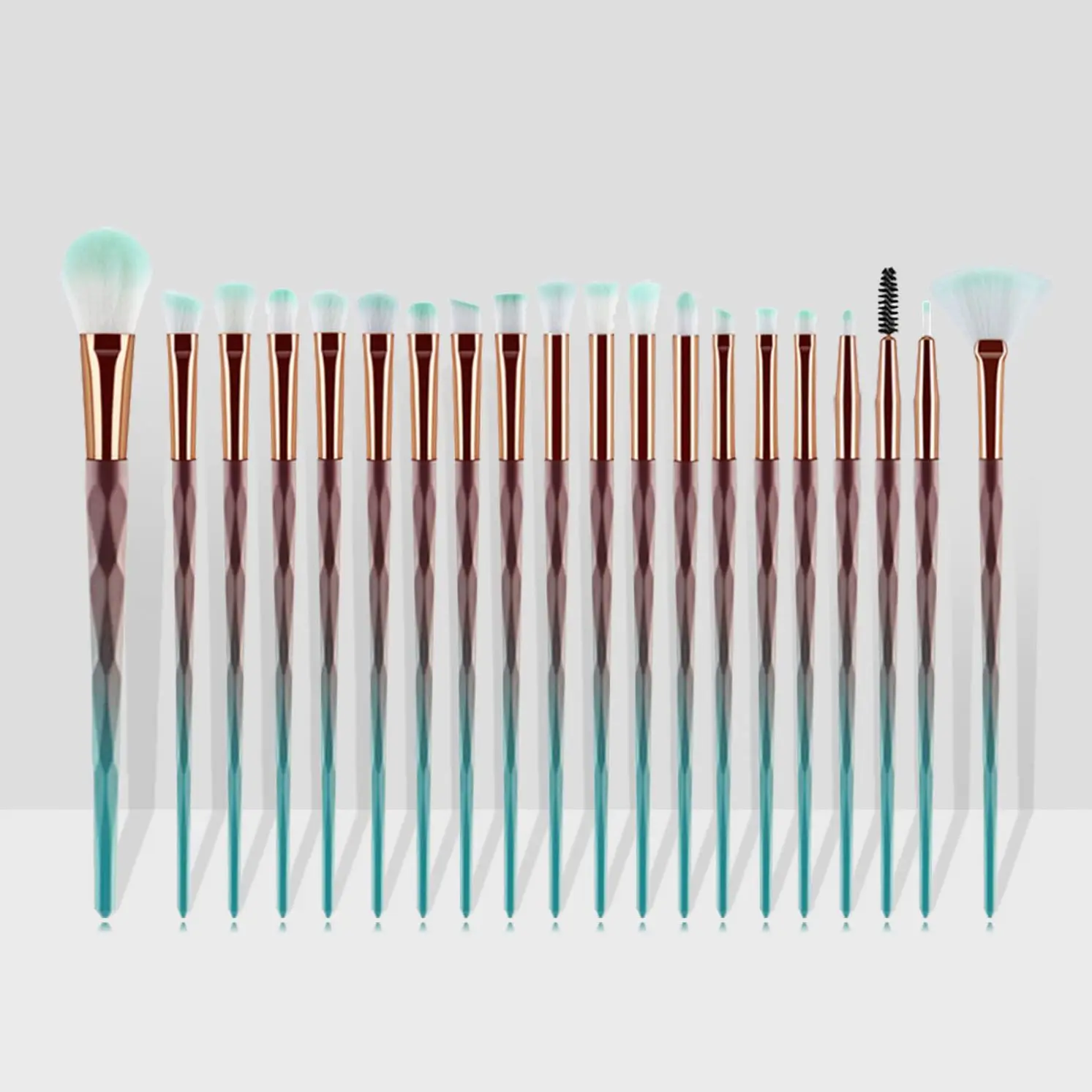20PCS High Quality Rose Gold Cosmetic Makeup Brushes Professional Make Up Diamond Eyeshadow Brush Set Eyelash Brush Low MOQ