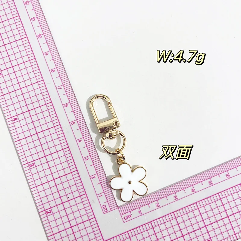 Double sided flower headphone pendant summer small clear cute bag car keychain decorative gift
