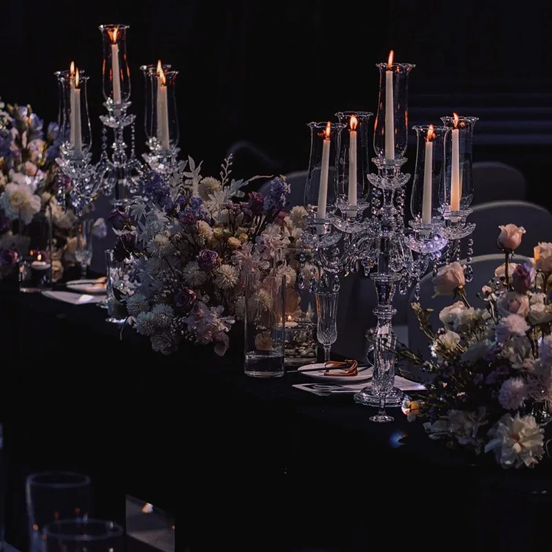 Wholesale Creative Simple Crystal Candle Holder Model House Decoration  Glass Crystal Candle Holder