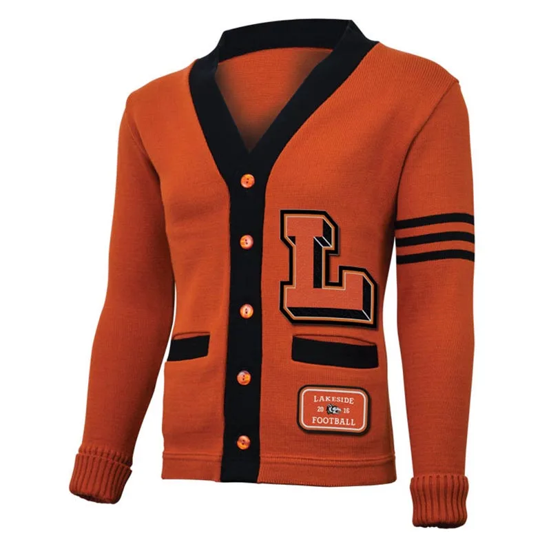 HUIFAN Custom Cardigan Sweater Men Long Sleeve High School Jacquard Letter Knitwear Designer Winter Knitted Cardigan Men Sweater