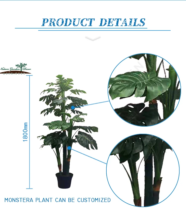 High Simulation Monstera Green Tree Artificial Jungle Plants