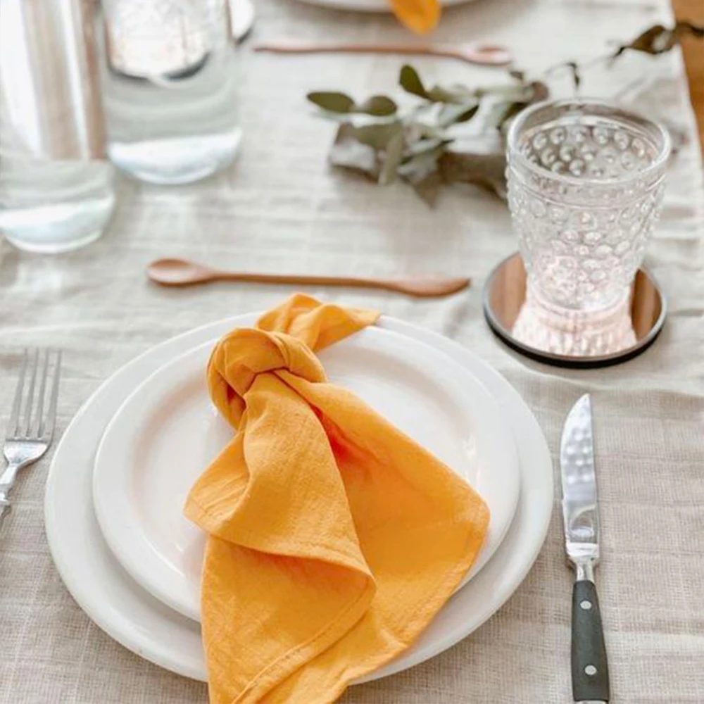 Wholesale decorative polyester napkins lilac boho style cotton napkins for wedding