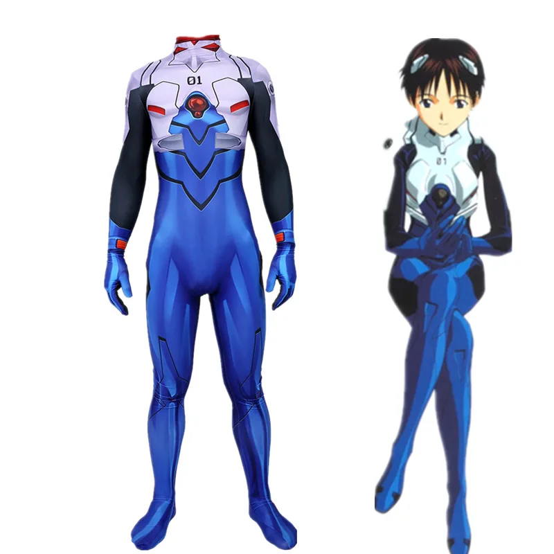 Дешевые дизайнерские вечерние костюмы для подростков с неоновым принтом Genesis Evangelion Battle, костюм для подростков с номером one Shinji Ikari, облегающая одежда для костюмированной вечеринки