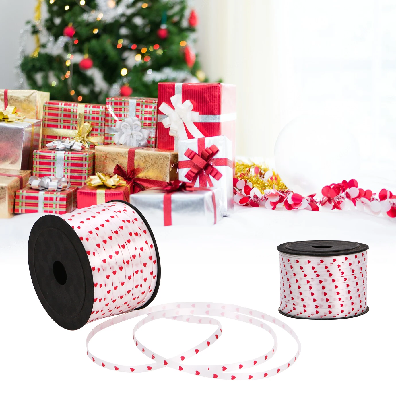 017 Cheap wedding party crimped ballon curling ribbon short core printed balloon ribbon decorations