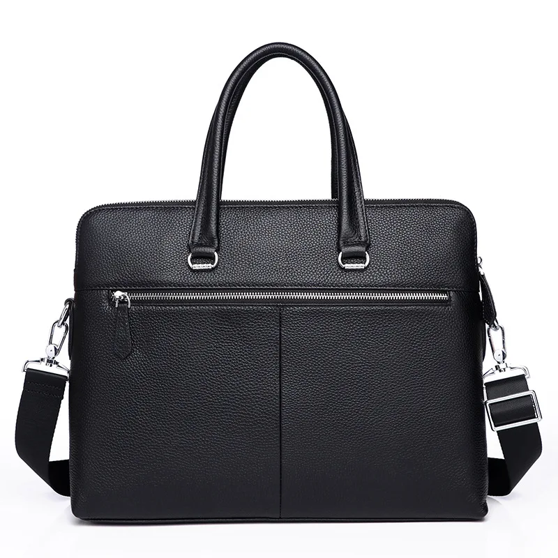 OEM Customized full grain cow leather in stock Mens Laptop Business Leather Big Capacity Messenger Briefcase Bags