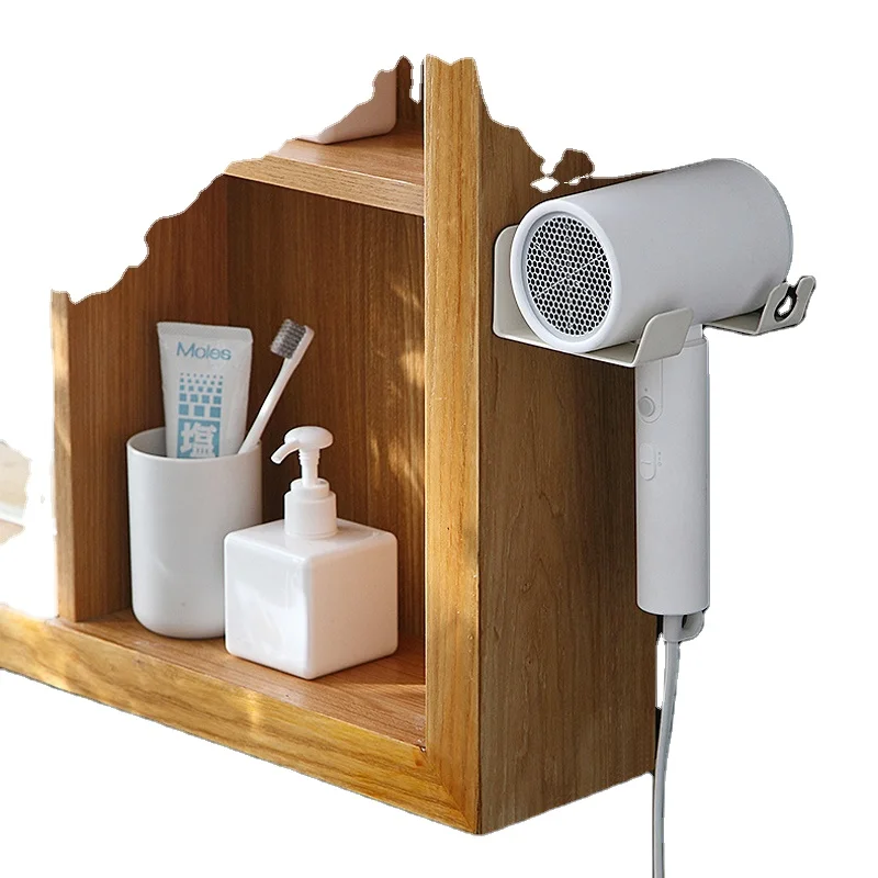 Hair Dryer Storage Holder Wall Mounted Punchless Self-adhesive Hairdryer Household Washroom Dressing Room Rack Supplies