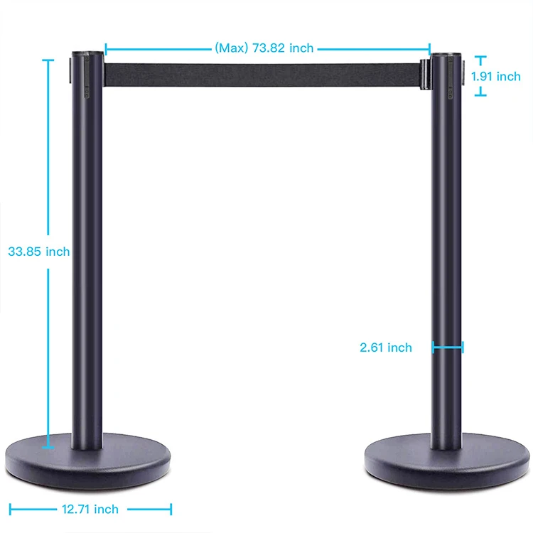 Removable Print Floor Mounted Bank Queue Line Divider Stand Control belt Barrier Airport Queue Barrier