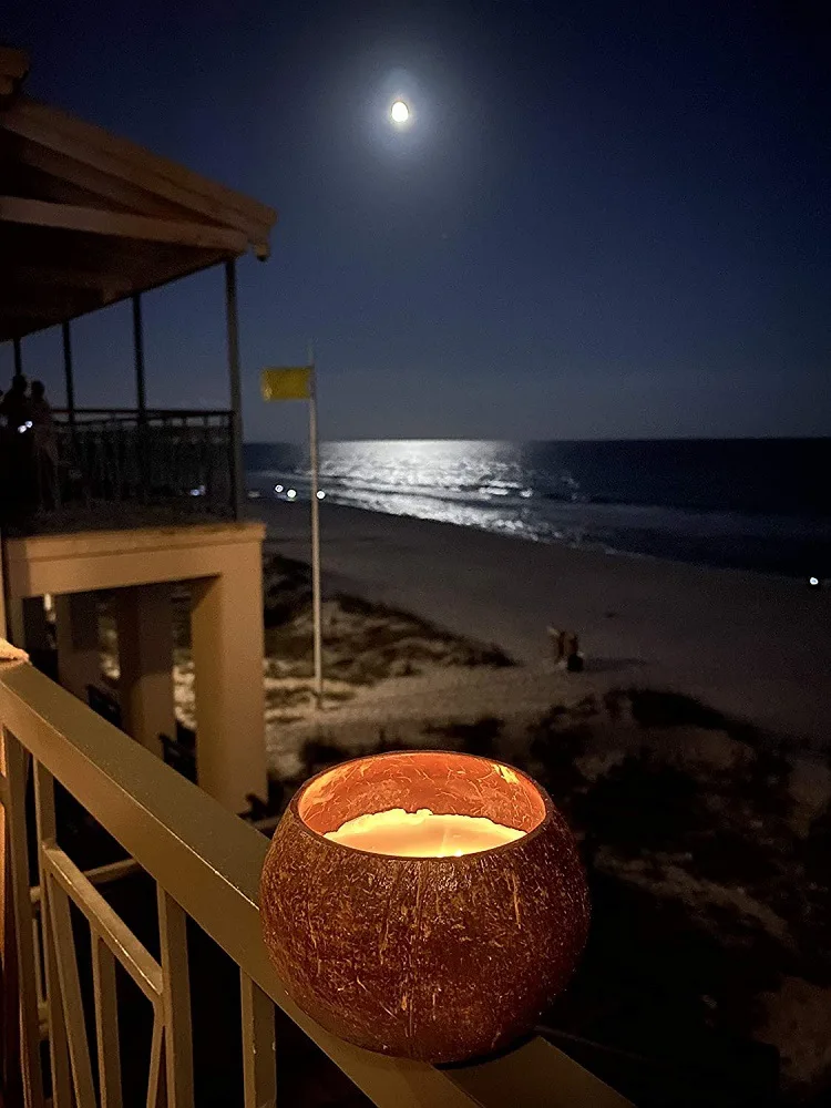 
Wholesale custom coconut shell bowl soy wax scented candles 