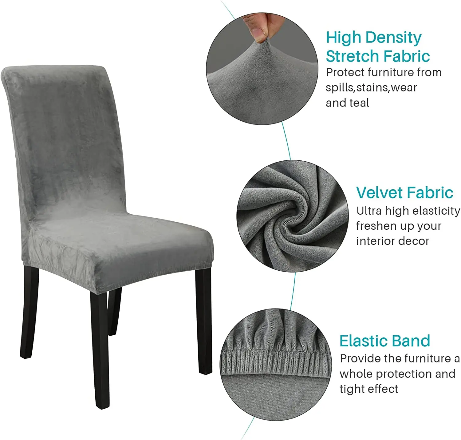 Premium Dining Room Stretch Chair Covers 2 pieces Home Slipcovers and Short Seat Covers Dining Chair Slipcovered