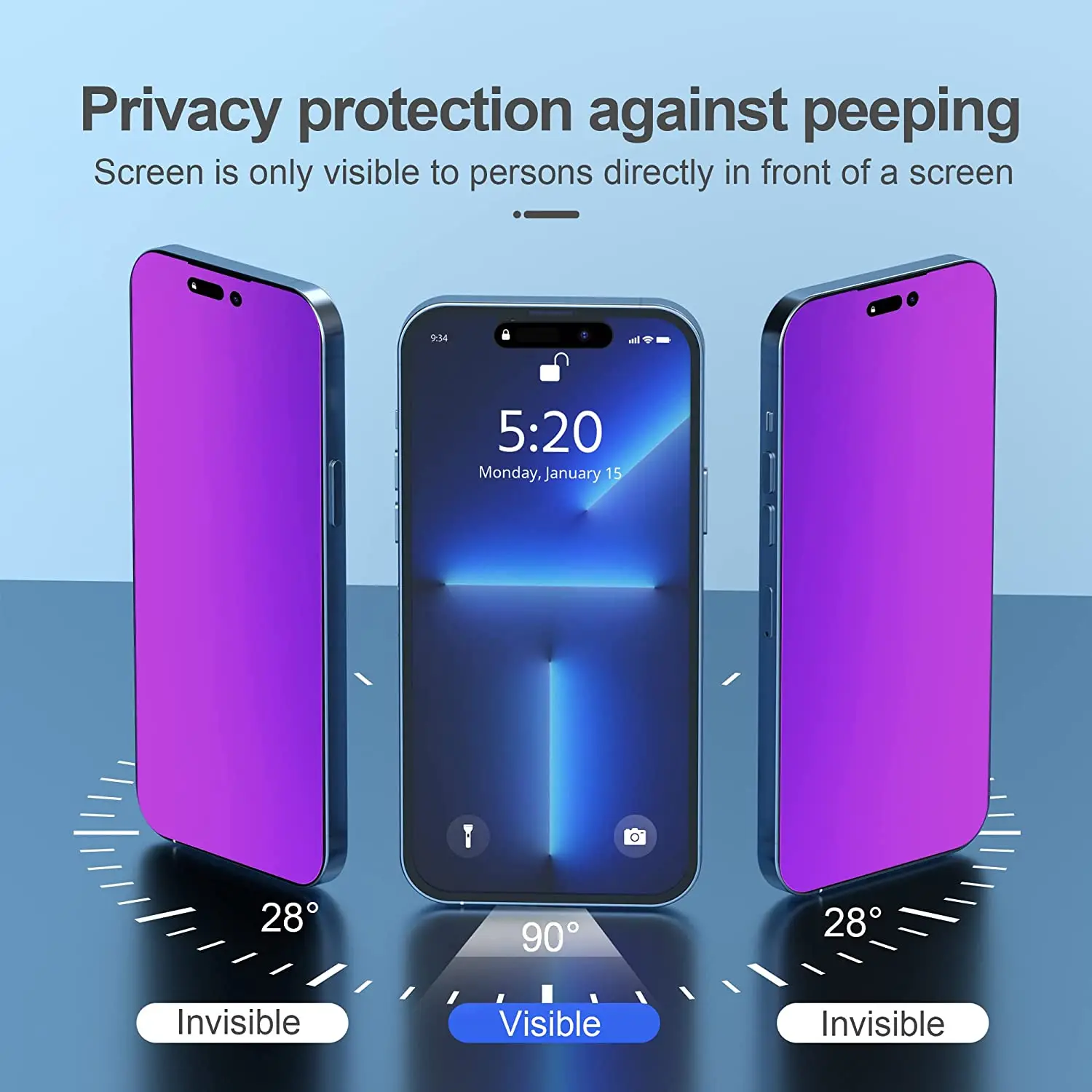 8d mirror mobile phone for iphone 14 pro max Anti Spy Anti Blue Light HD tempered glass screen protector privacy 14 pro max